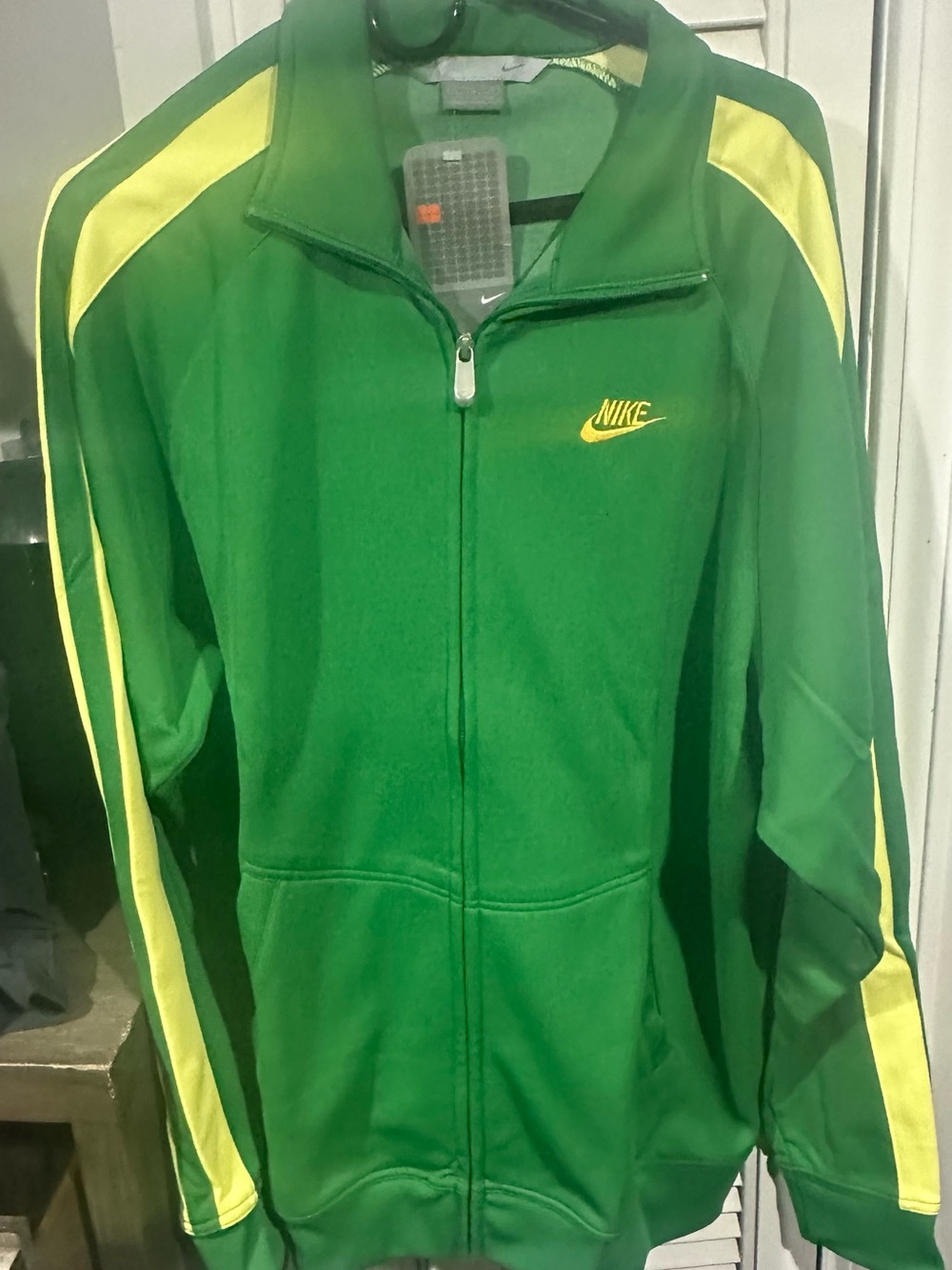 Brand New !Nike Green Track Jacket with Yellow Accents